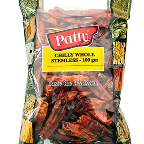 Chilli Whole/Stemless 100g - Pattu